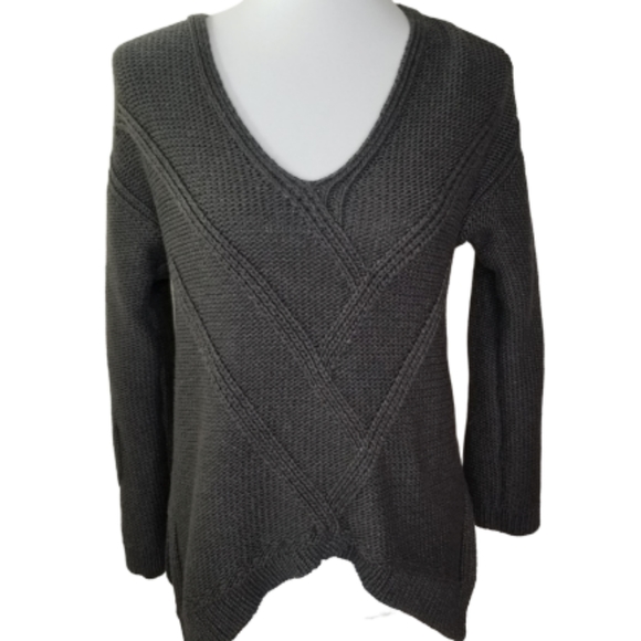 Sweaters - 360 SWEATER Dark Grey Cable Knit Sweater